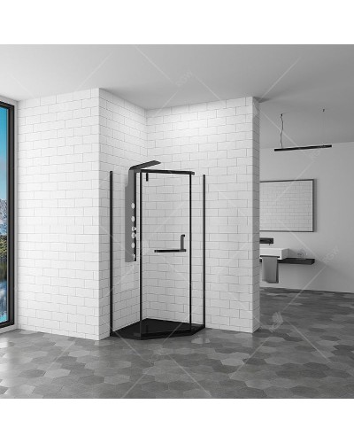 Душевой уголок RGW Hotel HO-081-B 100х100 350608100-24 профиль Черный стекло матовое-сатинат