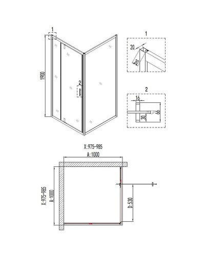Душевой уголок Niagara Nova NG-6802-08 BLACK 100х100 профиль Черный стекло прозрачное
