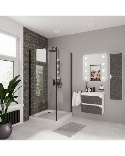 Душевой уголок Niagara Nova NG-6804-08 BLACK 100х100 профиль Черный стекло прозрачное