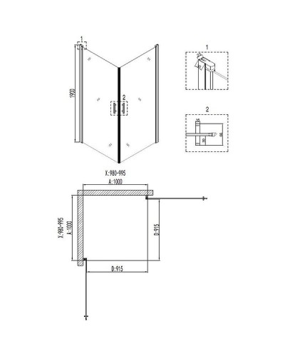 Душевой уголок Niagara Nova NG-6804-08 BLACK 100х100 профиль Черный стекло прозрачное