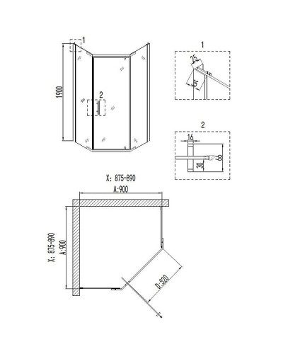 Душевой уголок Niagara Nova NG-6805-08 BLACK 90х90 профиль Черный стекло прозрачное