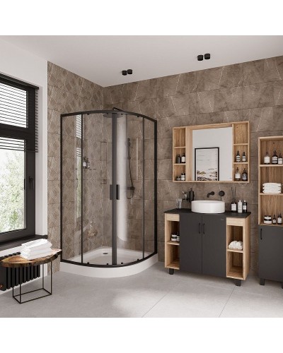 Душевой уголок Niagara Nova NG-6807-08 BLACK 100х100 профиль Черный стекло прозрачное