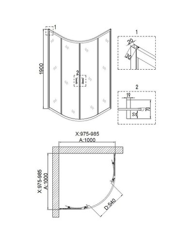 Душевой уголок Niagara Nova NG-6807-08 BLACK 100х100 профиль Черный стекло прозрачное