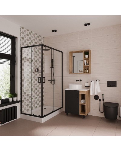 Душевой уголок Niagara Nova NG-6811-08 BLACK 120х90 профиль Черный стекло прозрачное