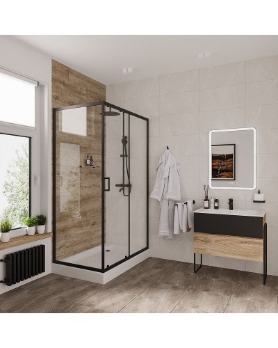 Душевой уголок Niagara Nova NG-6812-08 BLACK 120х80 профиль Черный стекло прозрачное