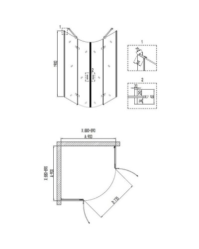 Душевой уголок Niagara Nova NG-6815-08 BLACK 90х90 профиль Черный стекло прозрачное