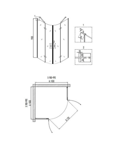 Душевой уголок Niagara Nova NG-6816-08 BLACK 100х100 профиль Черный стекло прозрачное