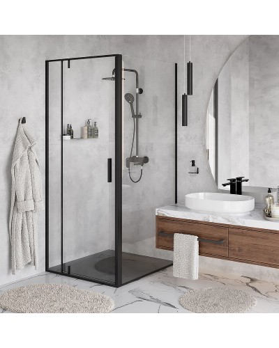 Душевой уголок WasserKRAFT Elbe 100x100 74P19 профиль Черный матовый стекло прозрачное