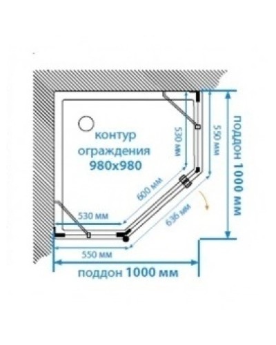 Душевой уголок 98х98 см Акватон Lax FES L 1AX023SSXX000 прозрачное