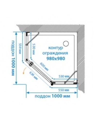 Душевой уголок 88х88 см Акватон Lax FES R 1AX022SSXX000 прозрачное