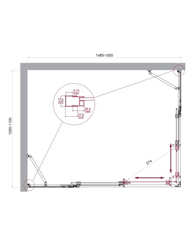 Душевой уголок BelBagno LUCE-AH-22-150/115-C-Cr