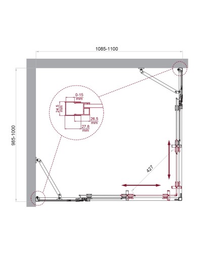 Душевой уголок BelBagno LUCE-AH-22-110/100-C-Cr