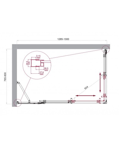 Душевой уголок BelBagno LUCE-AH-21-130/80-C-Cr