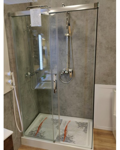 Комплект душевой уголок CEZARES DUET SOFT-AH-1-120/80-C-Cr-SALE с поддоном выставочный образец