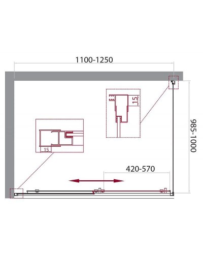 Душевой уголок BelBagno Unique 125х100 UNIQUE-AH-1-110/125-100-M-Cr профиль Хром стекло матовое