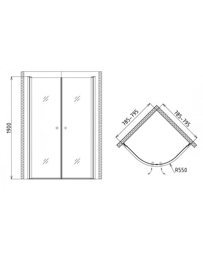 Душевой уголок 80x80 см Gemy New Rockcoco S03062B прозрачное