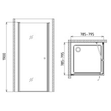Душевой уголок 80х80 см Gemy New Rockcoco S03151C прозрачное