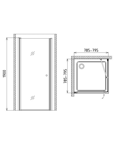 Душевой уголок 80х80 см Gemy New Rockcoco S03151C прозрачное