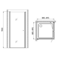 Душевой уголок 90х90 см Gemy New Rockcoco S03171C прозрачное