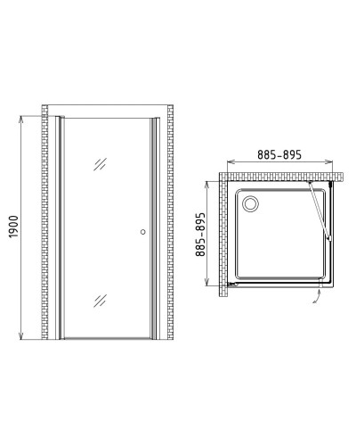 Душевой уголок 90х90 см Gemy New Rockcoco S03171C прозрачное