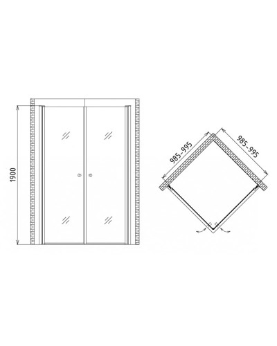 Душевой уголок 100х100 см Gemy New Rockcoco S03162C прозрачное