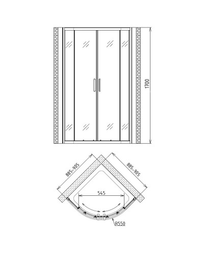 Душевой уголок 90х90 см Gemy Victoria S30072-170 прозрачное