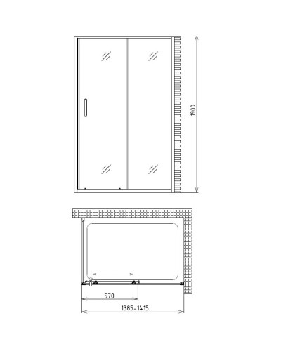 Душевой уголок 140х75 см Gemy Victoria S30191B-A75 прозрачное