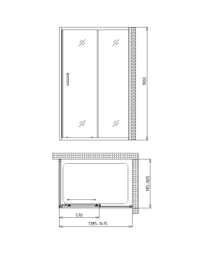 Душевой уголок 140х80 см Gemy Victoria S30191B-A80 прозрачное