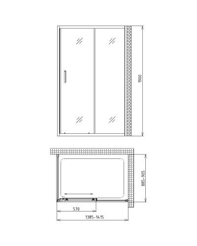 Душевой уголок 140х90 см Gemy Victoria S30191B-A90 прозрачное