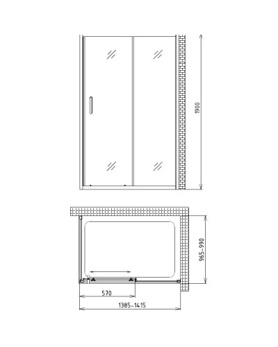 Душевой уголок 140х100 см Gemy Victoria S30191B-A100 прозрачное