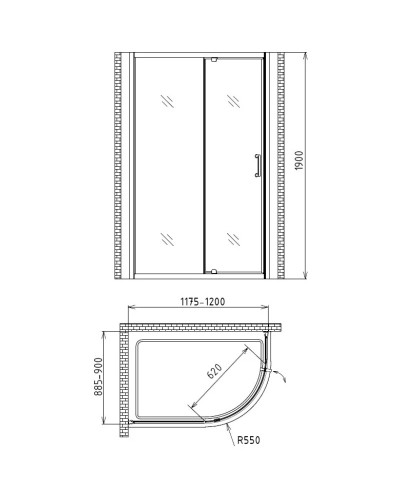 Душевой уголок 120х90 см Gemy Sunny Bay S28202 прозрачное