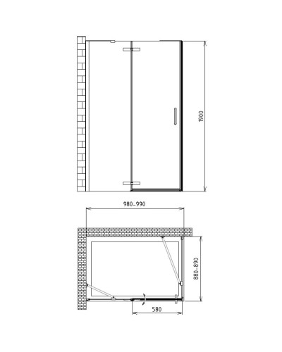 Душевой уголок 100х90 см Gemy Fall Tea S29121 прозрачное