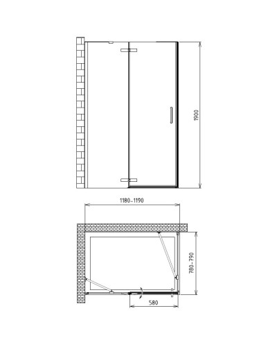 Душевой уголок 120х80 см Gemy Fall Tea S29131 прозрачное