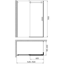 Душевой уголок 150х80 см Gemy Modern Gent S25191B-A6-80 прозрачное