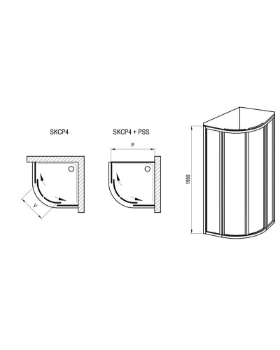 Душевой уголок Ravak Supernova SKCP4-90 90x90 3117O302ZG профиль Черный стекло Grape