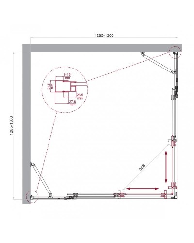 Душевой уголок BelBagno LUCE-A-22-100+30-C-Cr