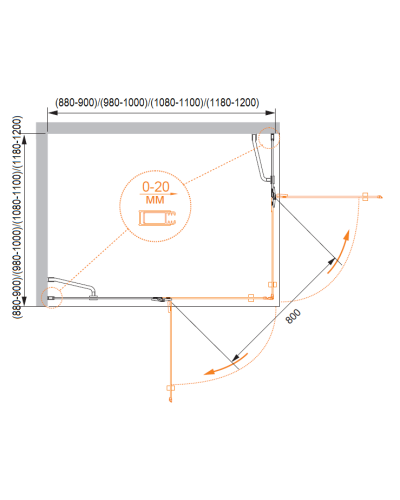 Душевой уголок CEZARES BERGAMO-W-A-2-100-P-Cr
