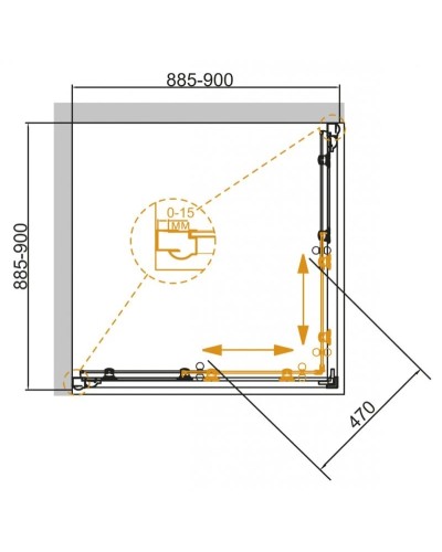 Душевой уголок 90х90 см Cezares GIUBILEO-A-2-90-SCORREVOLE-CP-G прозрачное c матовым узором