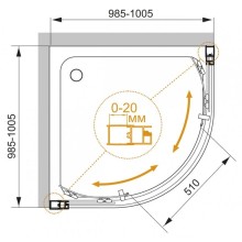 Душевой уголок 100,5х100,5 см Cezares MOMENTO-R-2-100-C-Cr прозрачное