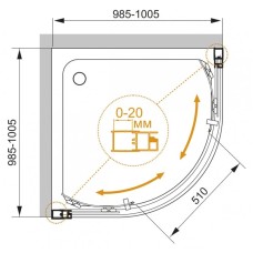 Душевой уголок 100,5х100,5 см Cezares MOMENTO-R-2-100-C-Cr прозрачное