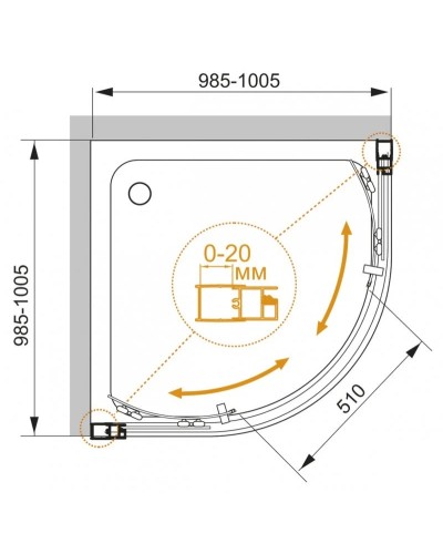 Душевой уголок 100,5х100,5 см Cezares MOMENTO-R-2-100-C-Cr прозрачное