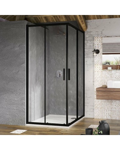 Душевой уголок Ravak Blix BLSRV2-90 90x90 X1LM70300Z1 профиль Черный стекло Transparent