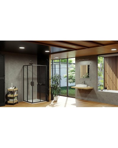 Душевой уголок Ravak Blix BLSRV2-90 90x90 X1LM70300Z1 профиль Черный стекло Transparent