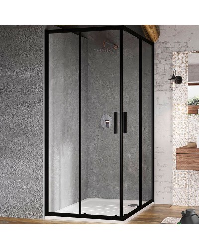Душевой уголок Ravak Blix BLSRV2-90 90x90 X1LM70300Z1 профиль Черный стекло Transparent