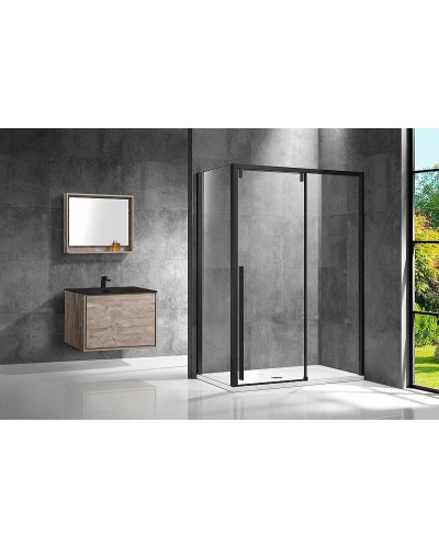 Душевой уголок Vincea Lugano 140х80 VSR-1L8014CLB-1 профиль Черный стекло прозрачное