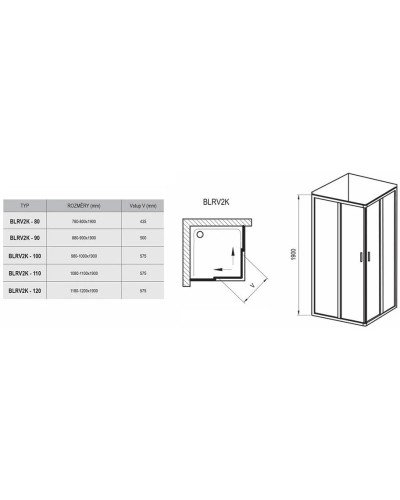 Душевой уголок 110х90 см Ravak Blix сатин grape