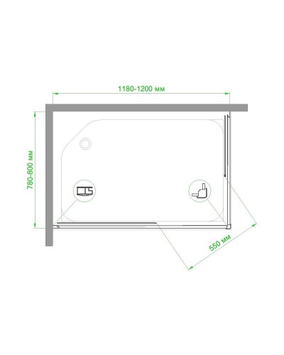 Душевой уголок Royal Bath HPD 120х80 RB8120HPD-C-BL профиль Черный стекло матовое