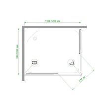 Душевой уголок Royal Bath HPD 120х100 RB1120HPD-T-BL профиль Черный стекло прозрачное