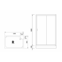 Душевой уголок Royal Bath HP 120х80 RB8120HP-T-BL-R профиль Черный стекло прозрачное