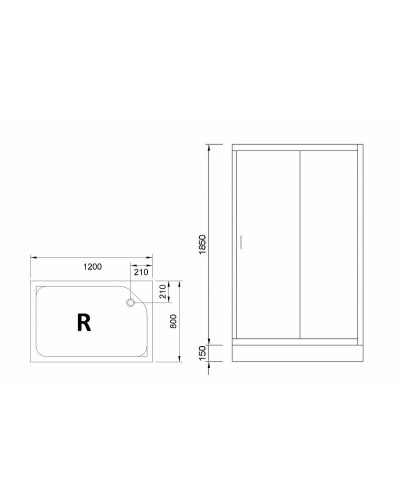 Душевой уголок Royal Bath HP 120х80 RB8120HP-T-BL-R профиль Черный стекло прозрачное
